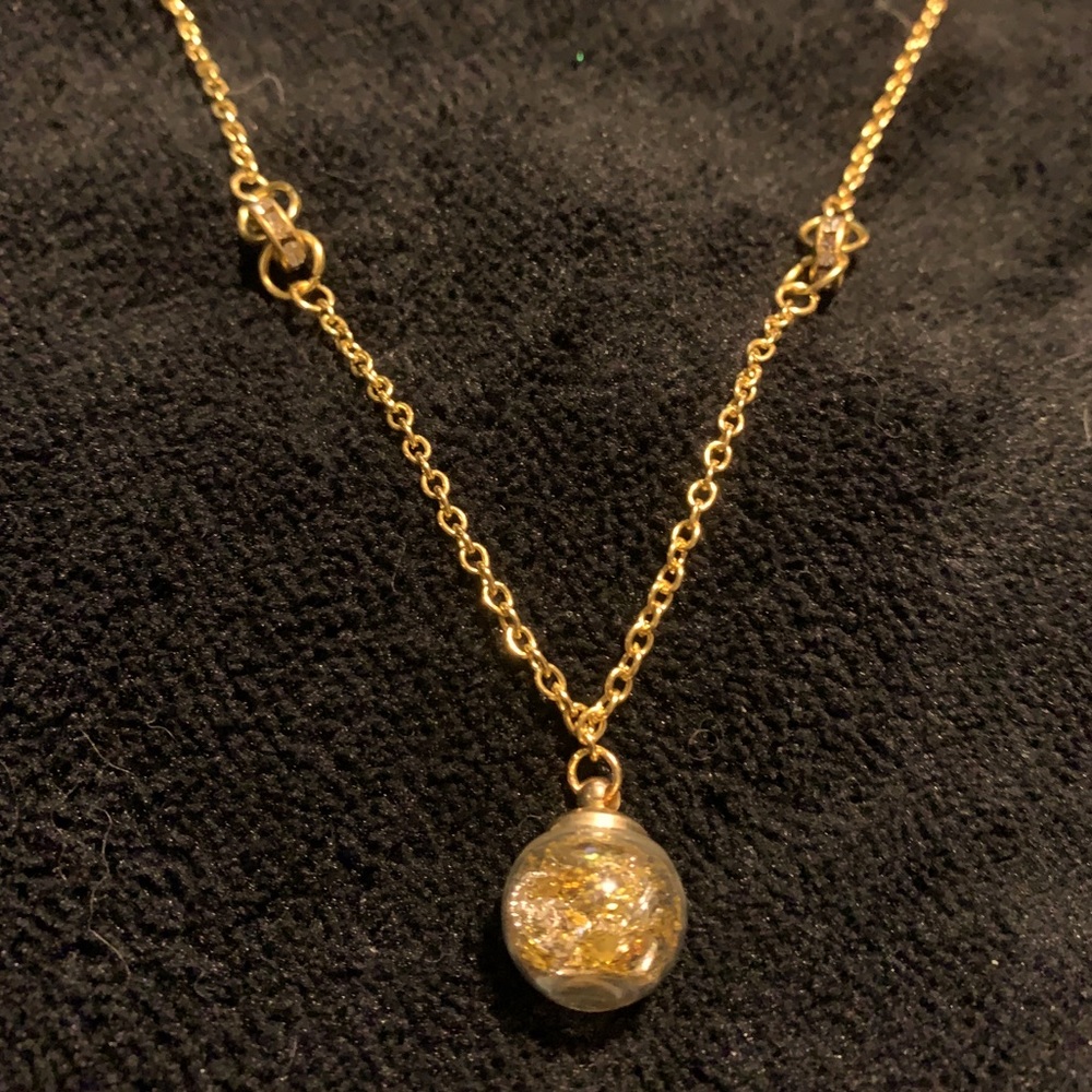 Handmade Gold Glitter Rhinestone Spaced Necklace